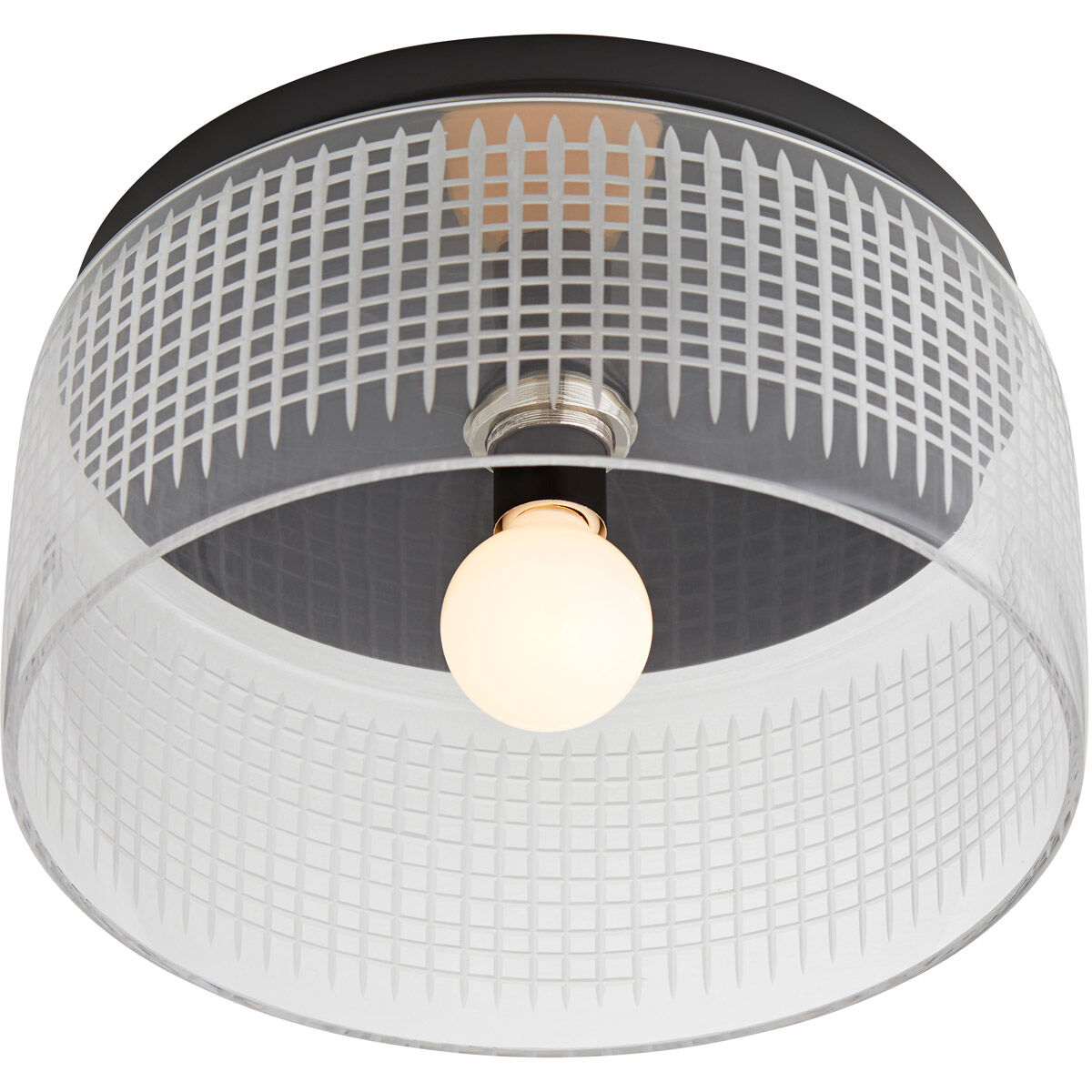 Cut 1 Light 16 inch Blackened Steel Flush Mount Ceiling Light, Large