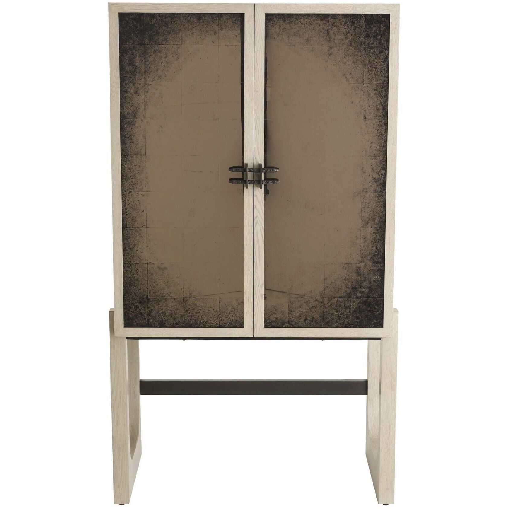 Jermaine Antiqued Amber and Smoke with Bronze Cocktail Cabinet