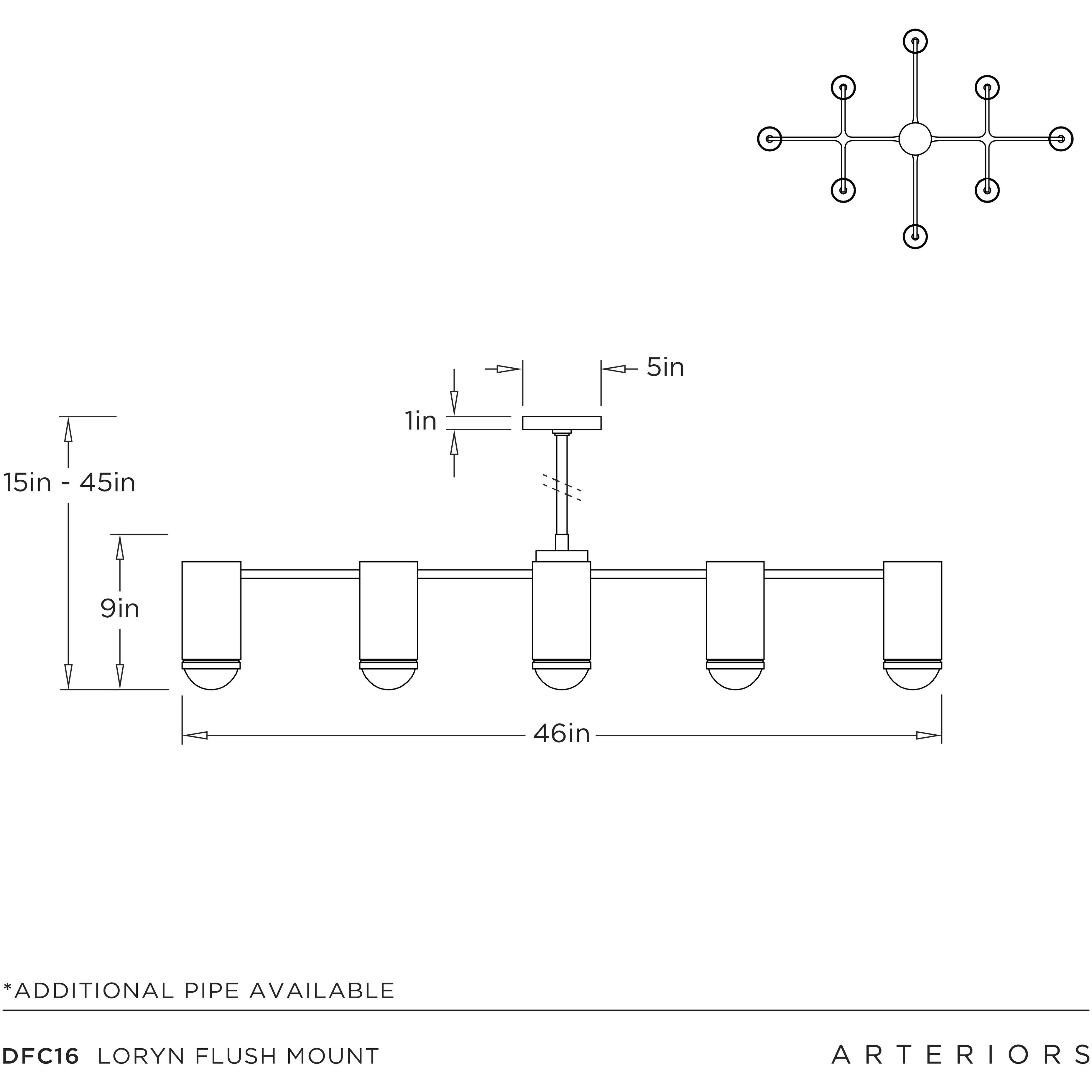 Loryn 8 Light 46 inch English Bronze Semi Flush Mount Ceiling Light