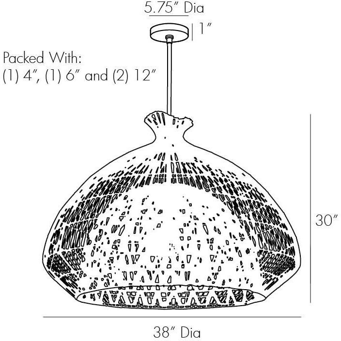 Rimini 1 Light 38 inch Black and Natural Pendant Ceiling Light