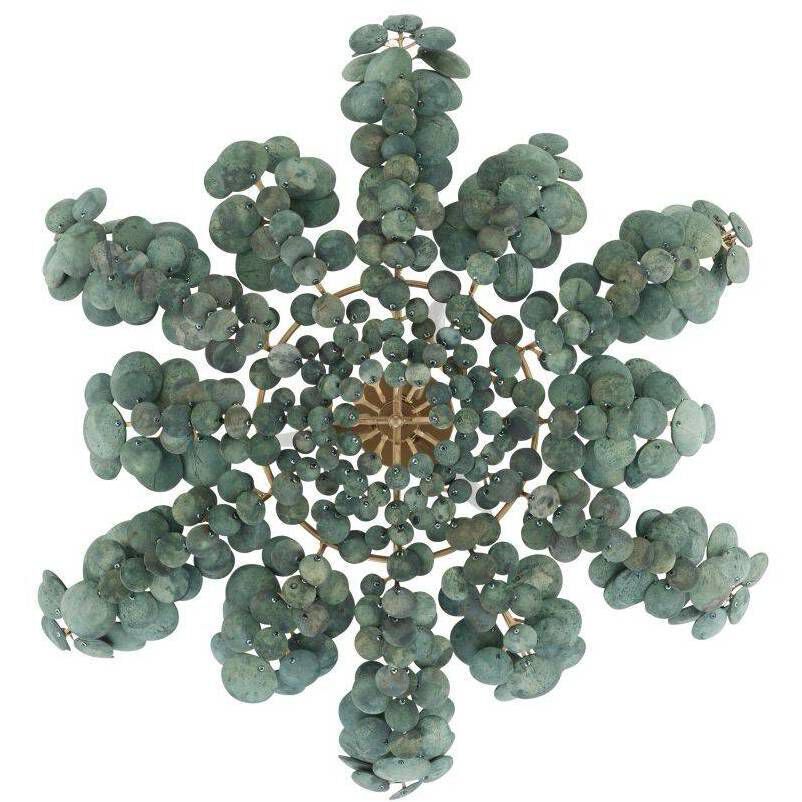 Bilal 3 Light 38 inch Eucalyptus Coconut Shell and Antique Brass Flush Mount Ceiling Light