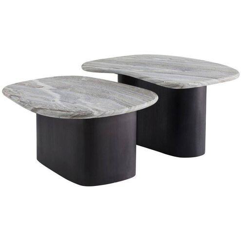 Melt 35 X 17 inch Ebony and Galaxy Marble Coffee Tables, Set of 2
