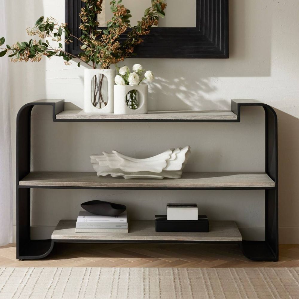 Epton Smoke Mango Wood and Blackened Bronze Bookshelf
