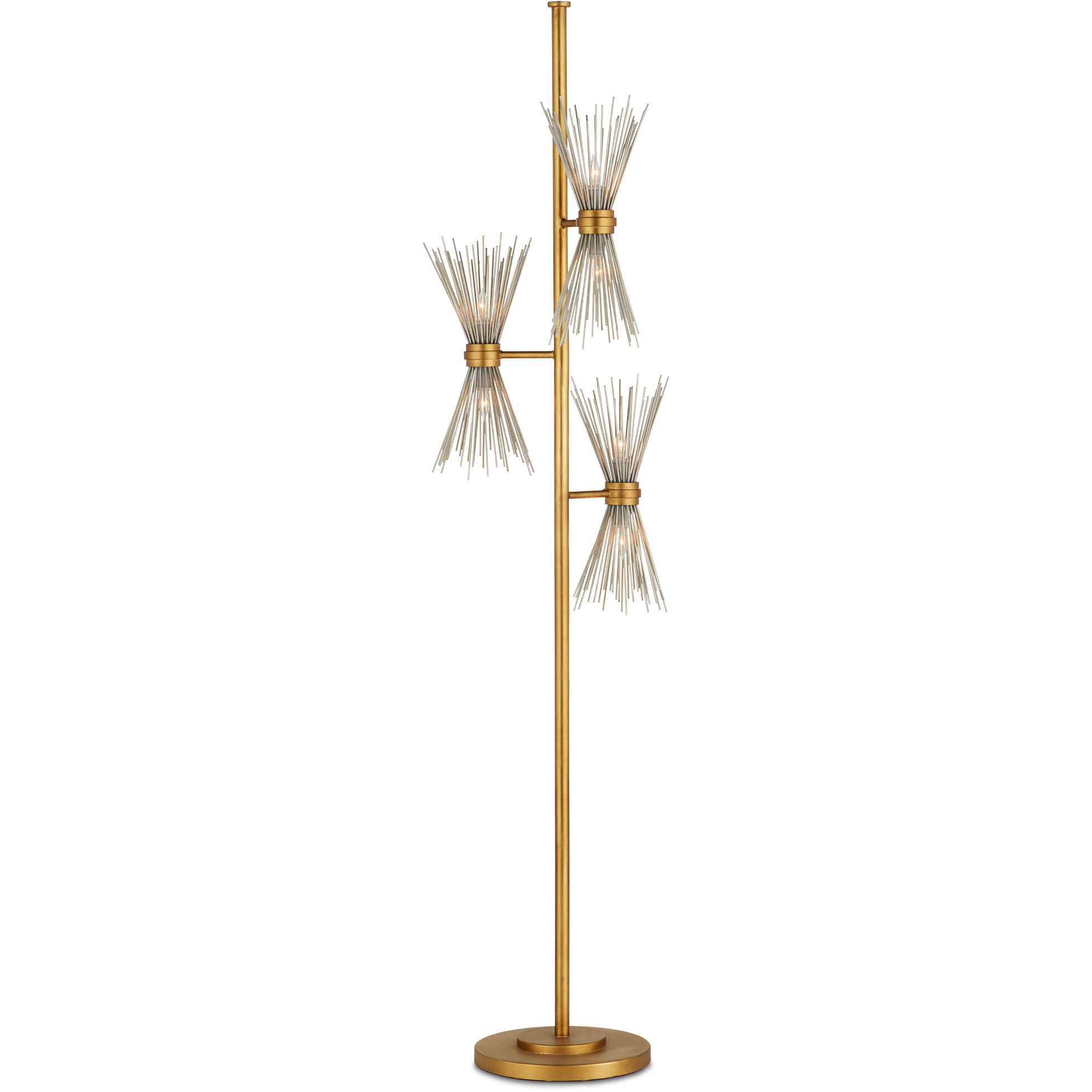 Novatude 71 inch 60 watt Antique Gold Leaf/Contemporary Silver Leaf Floor Lamp Portable Light