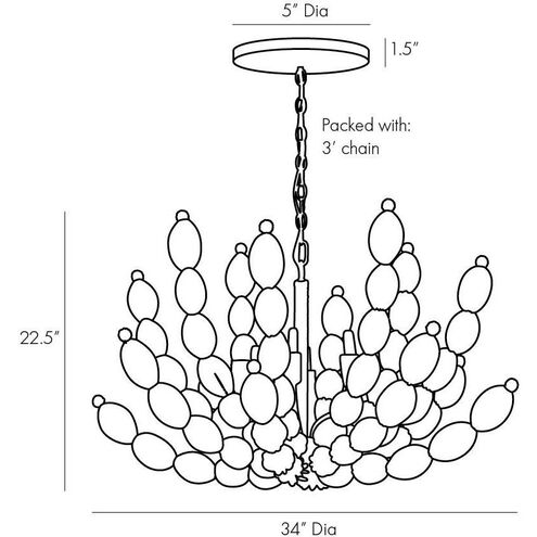 Indi 6 Light 34 inch White Chandelier Ceiling Light