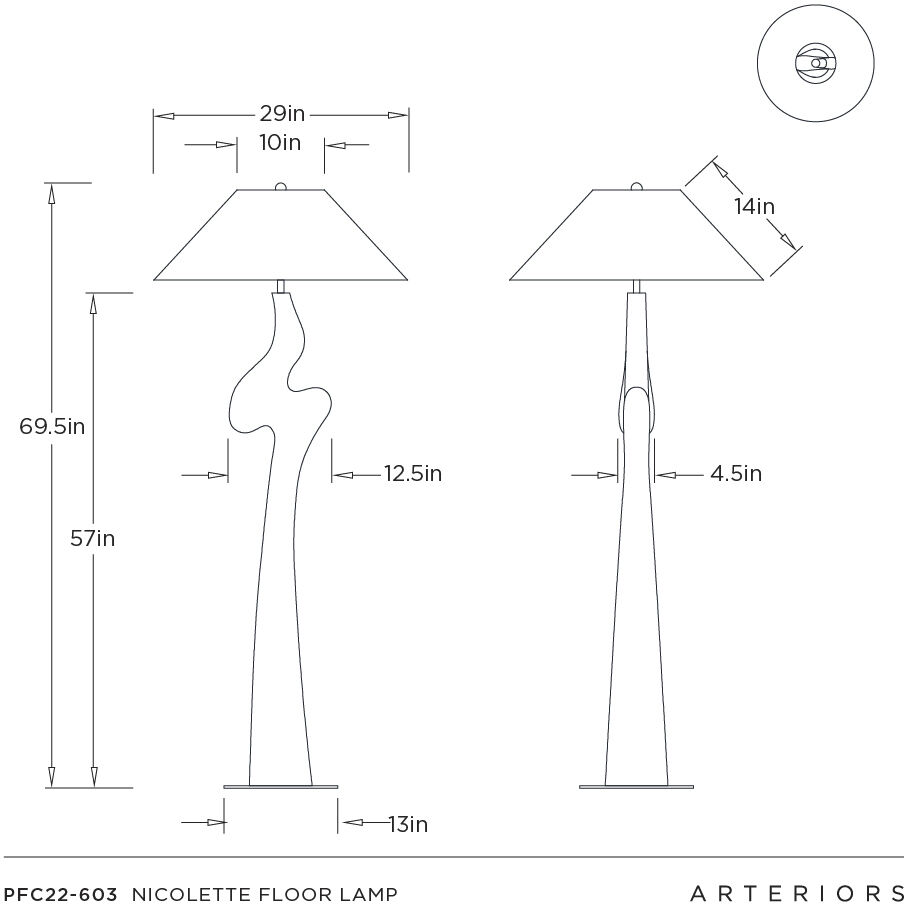Nicolette 69.5 inch 150.00 watt Ivory and Antique Brass Floor Lamp Portable Light