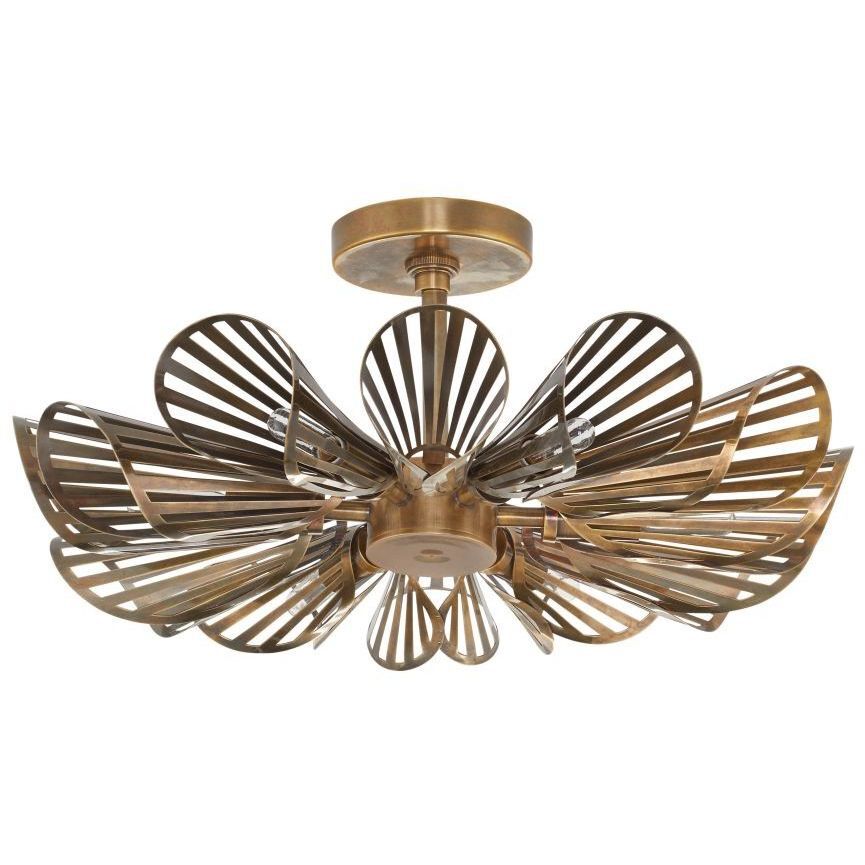 Francesca 12 Light 20 inch Vintage Brass Flush Mount Ceiling Light