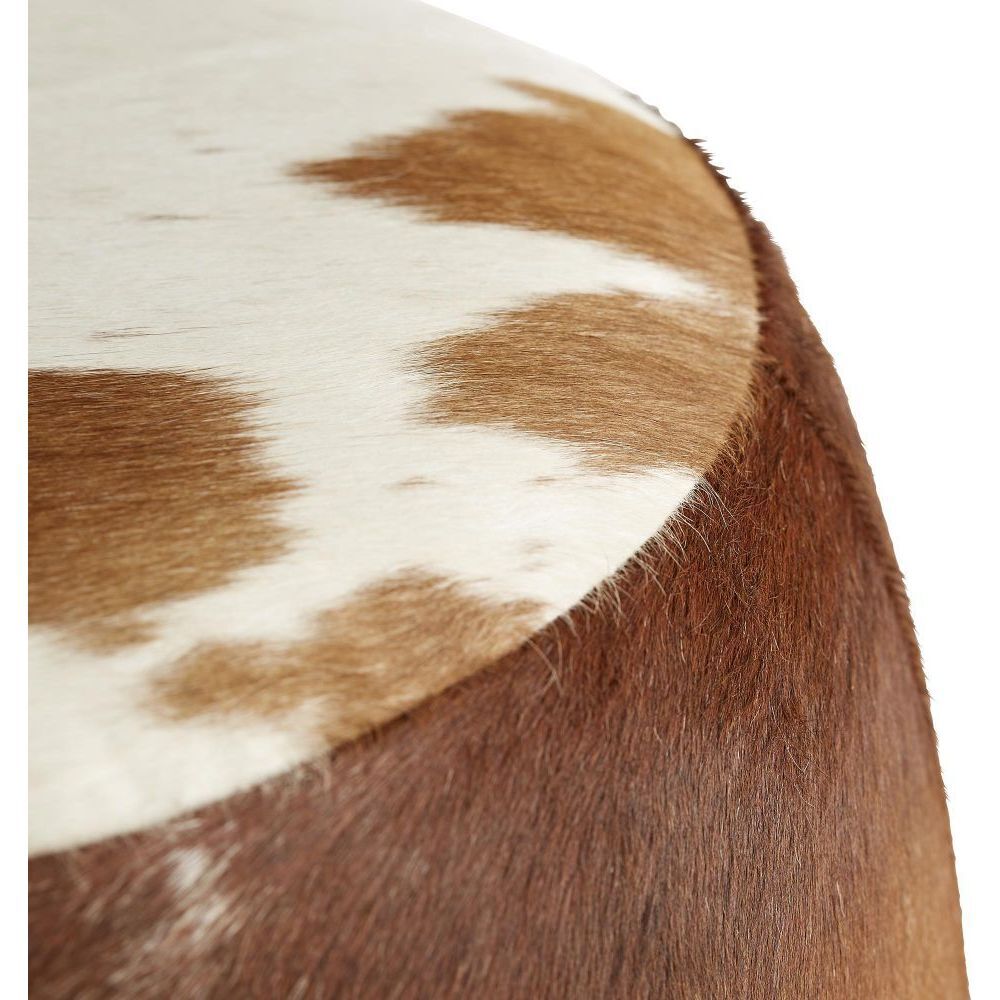 Owen 18 inch Brown and White Hide Ottoman