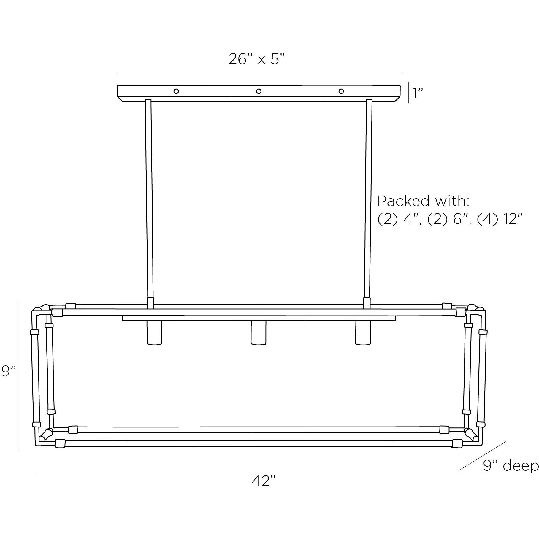 Trenton 3 Light 42 inch Cognac Linear Chandelier Ceiling Light