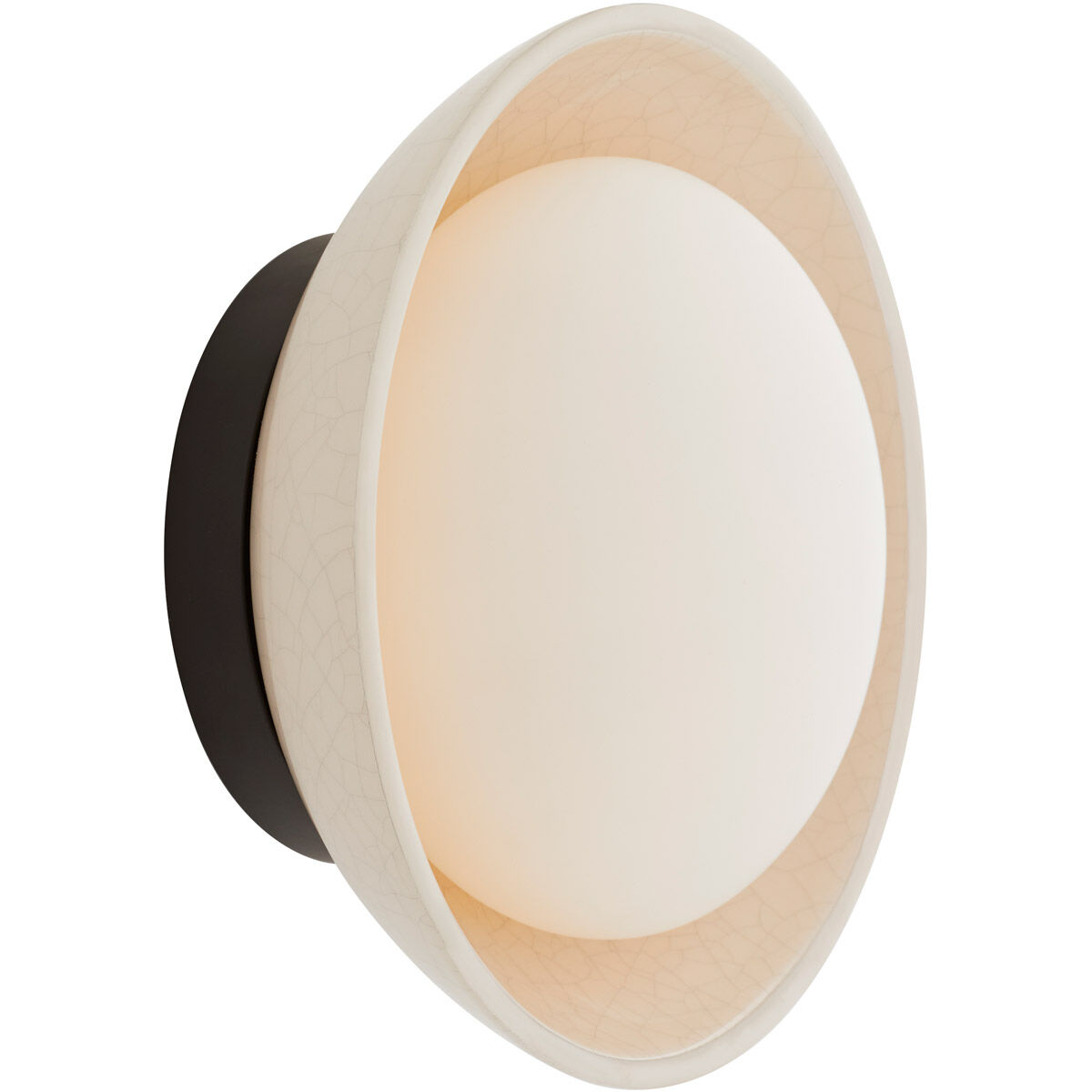 Glaze 1 Light Ivory Stained Crackle and Blackened Steel Sconce Wall Light, Small