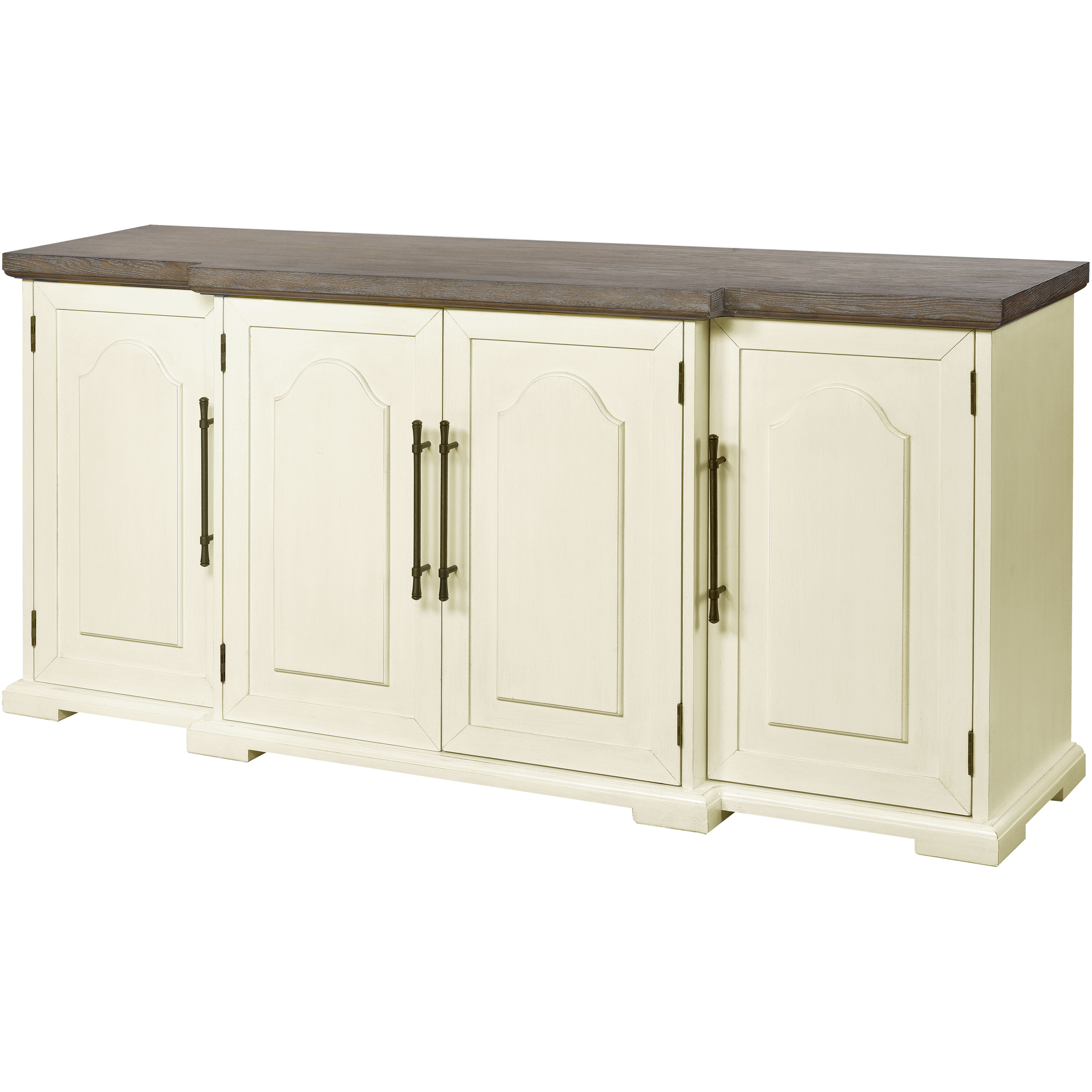 Locksmith Cream with Brown Credenza, 4 Door