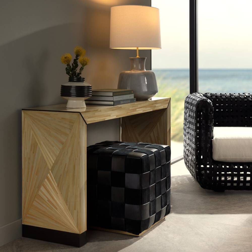 Toulouse 54 inch Blonde Straw Marquetry Console Table