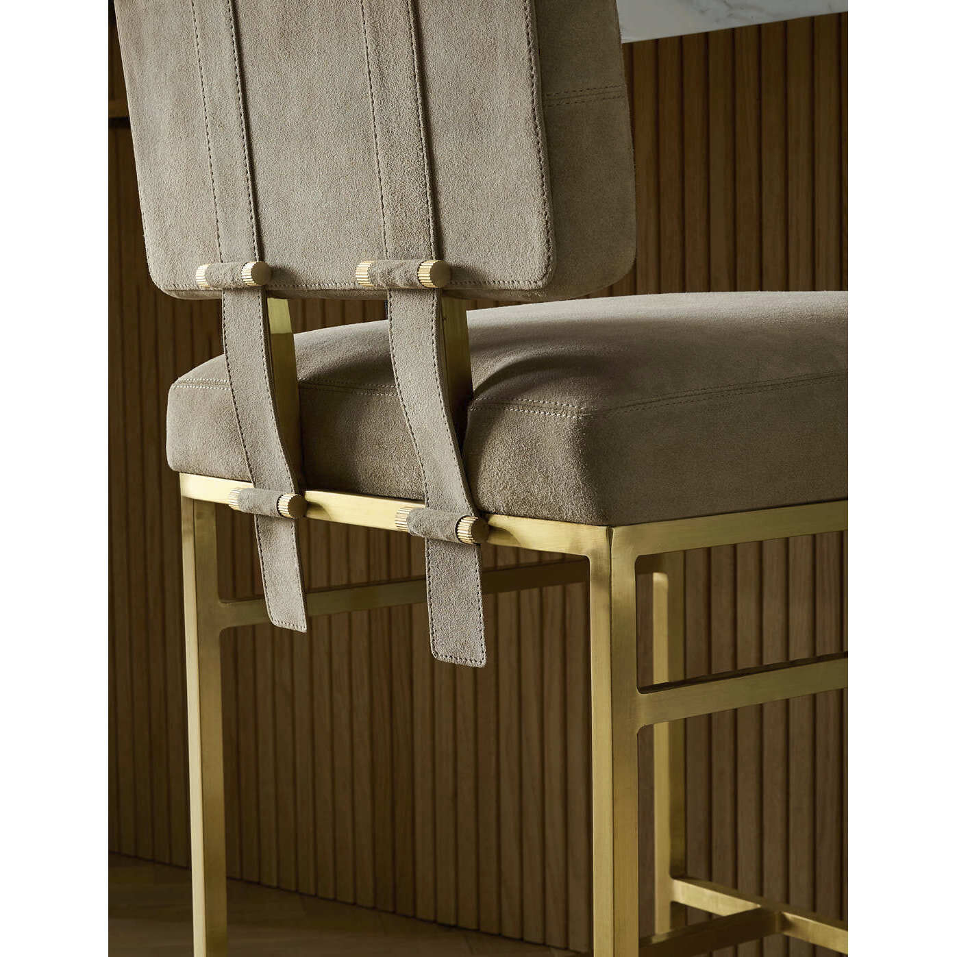 Laney 35 inch Taupe and Antique Brass Counter Stool