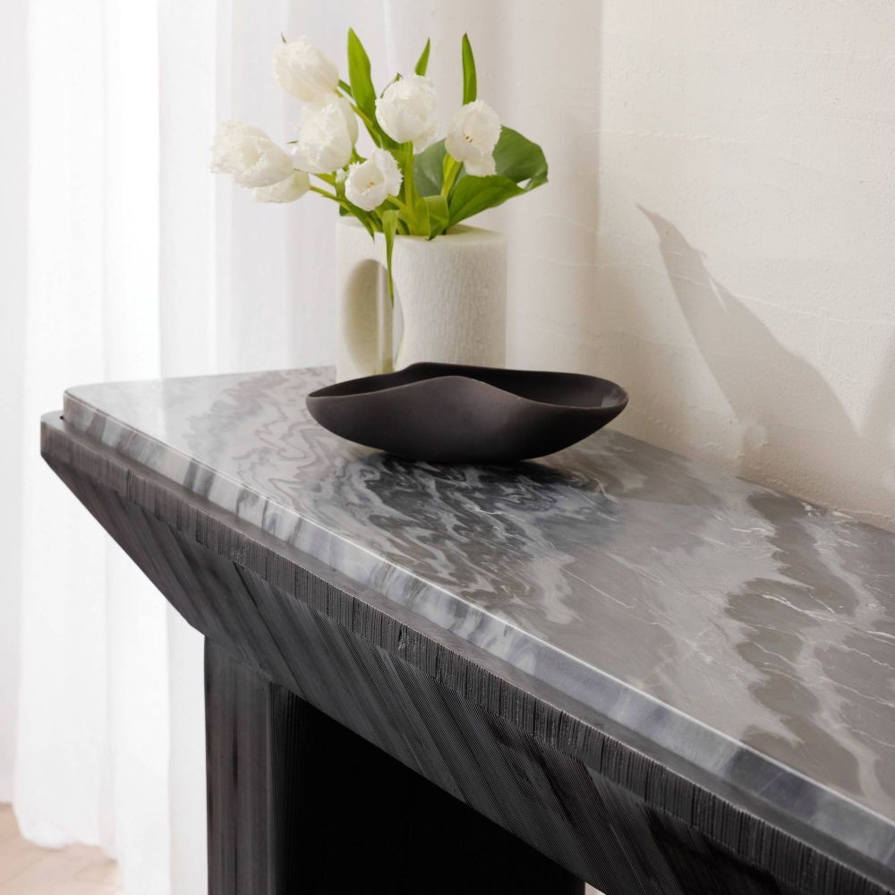 Elio 69.5 X 17.5 inch Galaxy Marble and Ebony Mango Wood Console