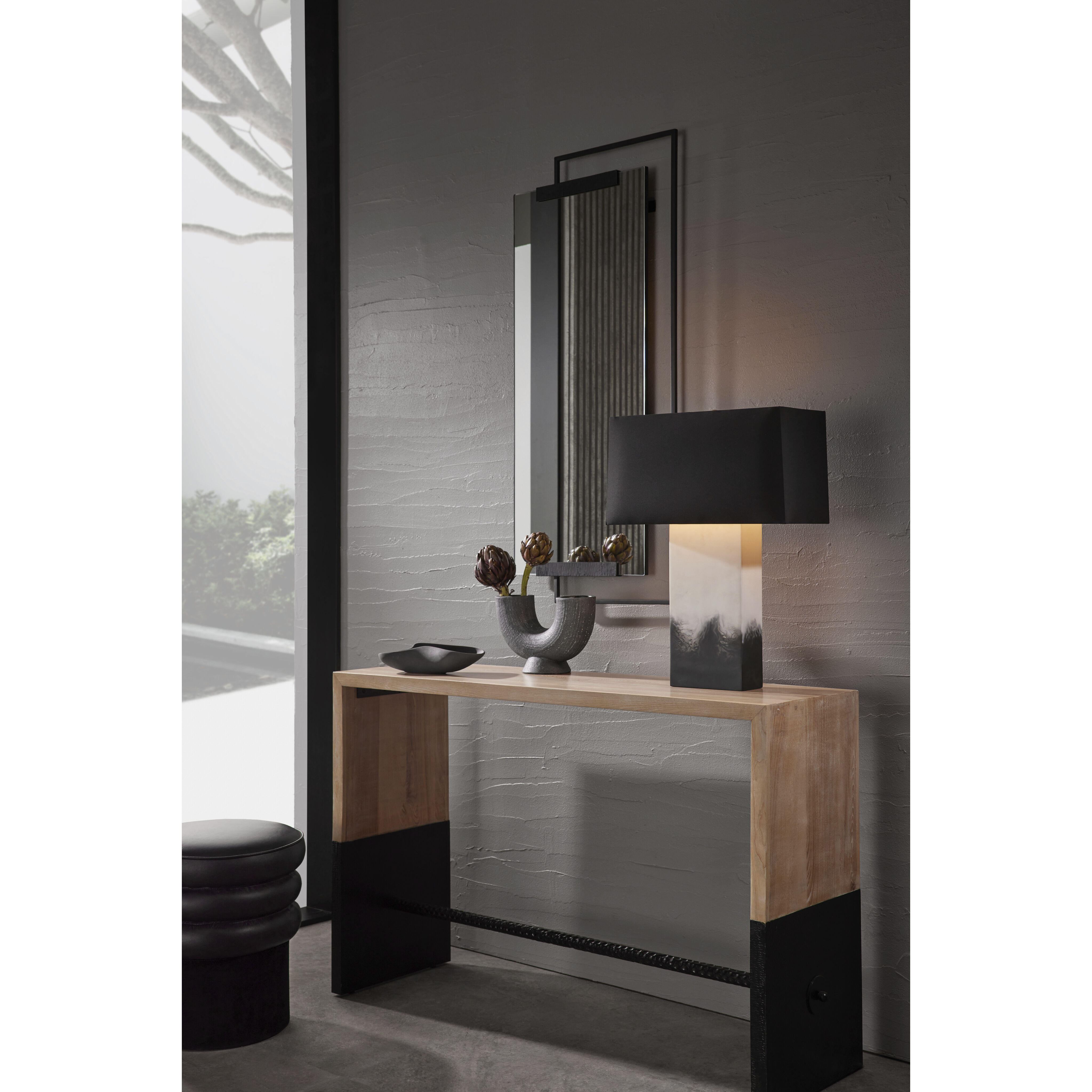 Rollo 18 inch Black Ottomon