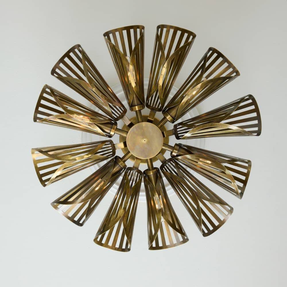 Francesca 12 Light 20 inch Vintage Brass Flush Mount Ceiling Light