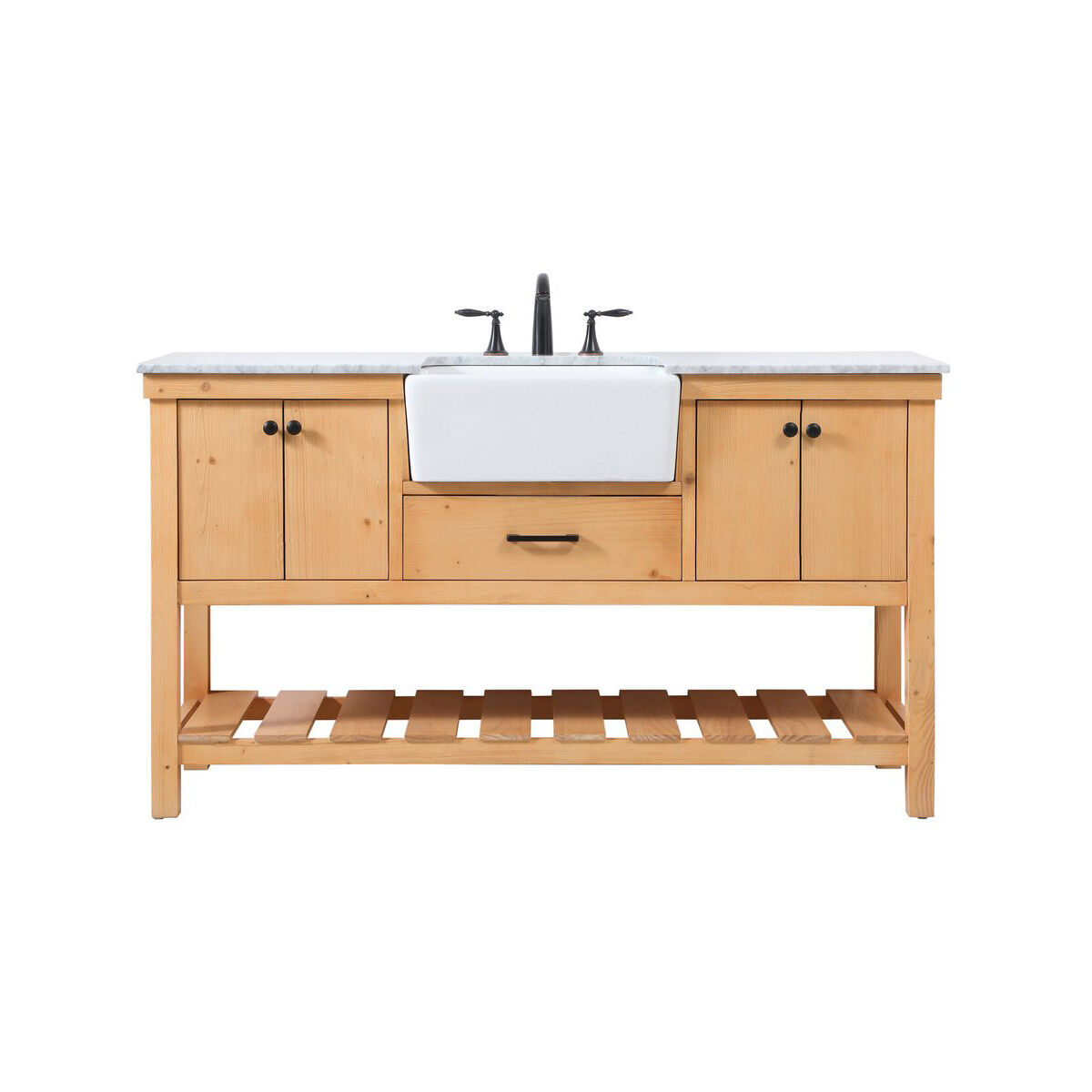 Clement 60 X 22 X 34.13 inch Natural Wood Bathroom Vanity Cabinet