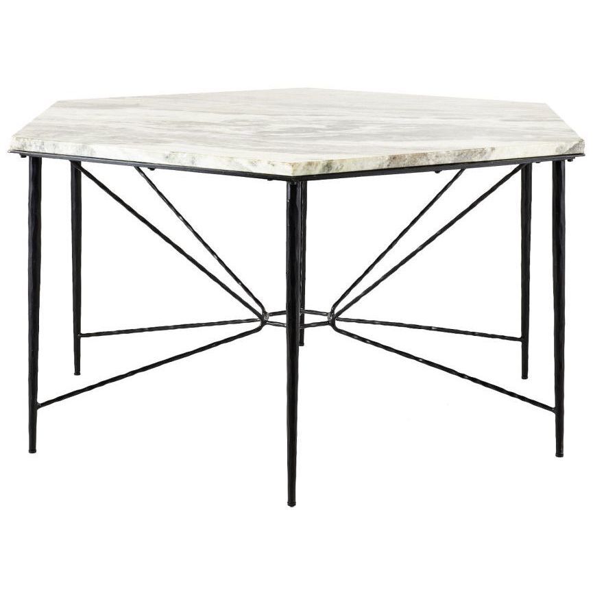 Estrella 62.5 X 54 inch Toronto Leathered Marble and Blackened Iron Dining Table
