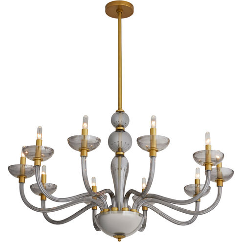 Gustavo 10 Light 36 inch Smoke and Antique Brass Chandelier Ceiling Light