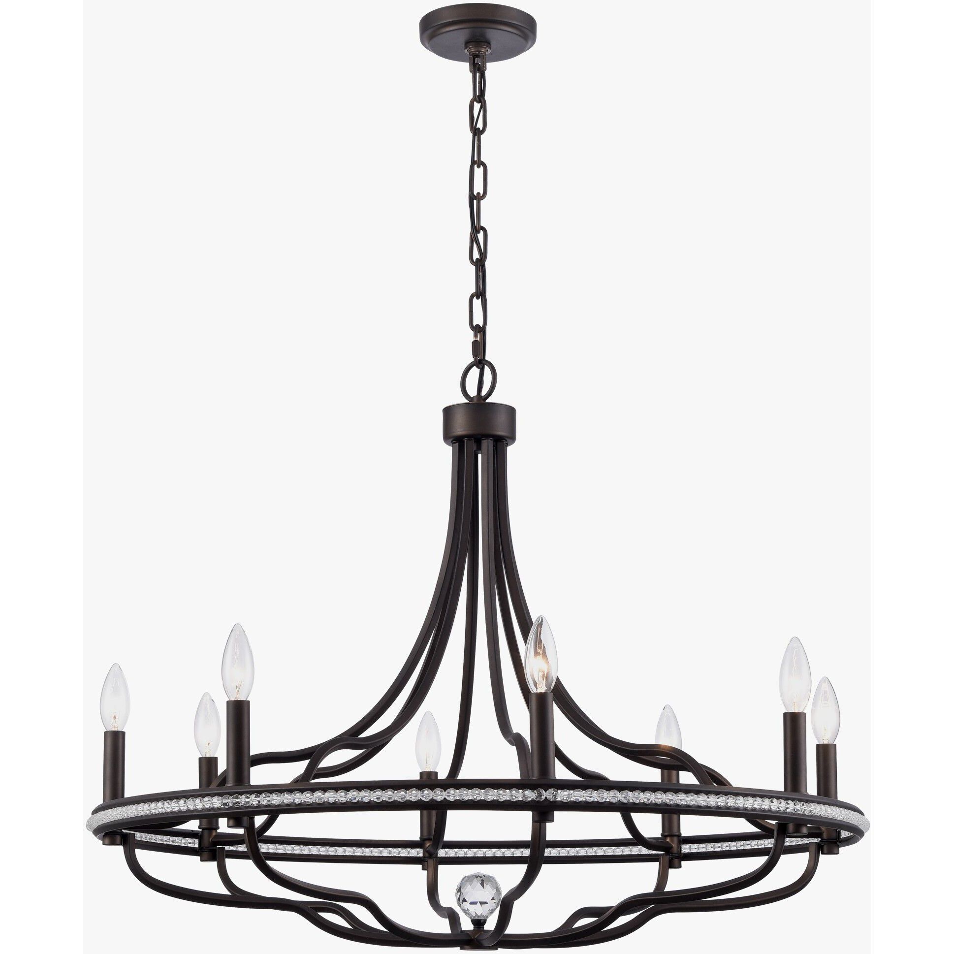 Tuscan 8 Light 32 inch Dark Bronze Chandelier Ceiling Light, Converts to Semi Flush