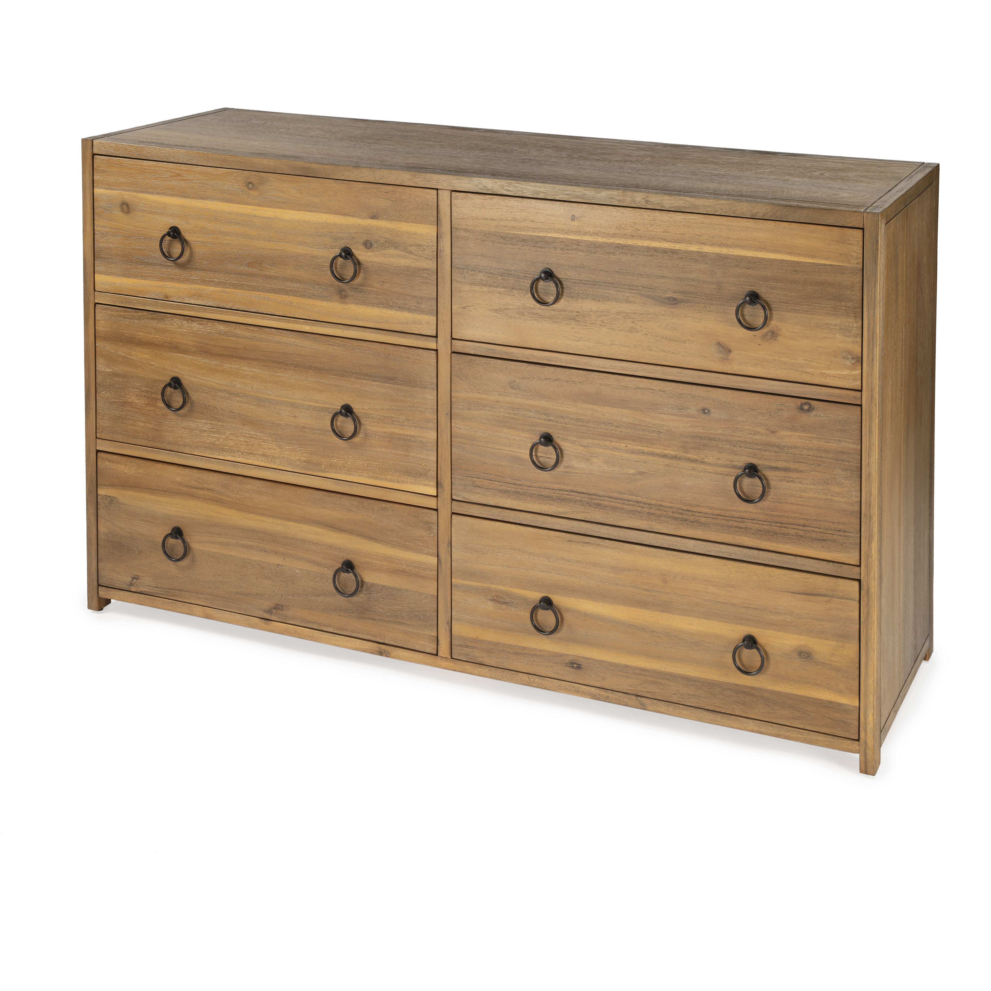 Lark 6 Drawer Natural Wood Dresser in Light Brown