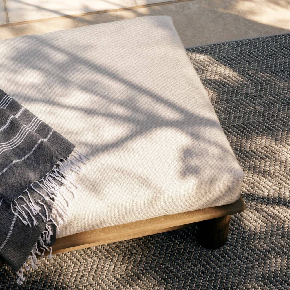 Caldwell 15 inch Porpoise and Weathered Teak Outdoor Ottoman