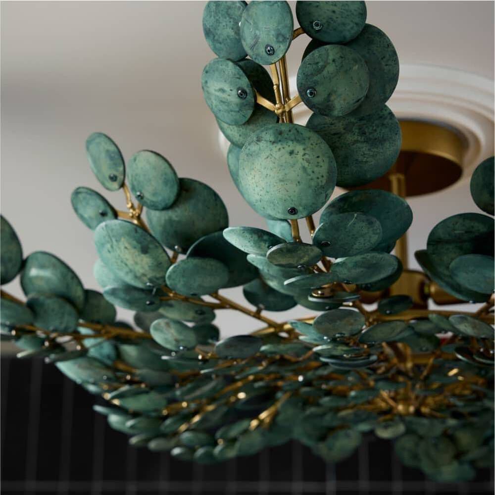 Bilal 3 Light 38 inch Eucalyptus Coconut Shell and Antique Brass Flush Mount Ceiling Light