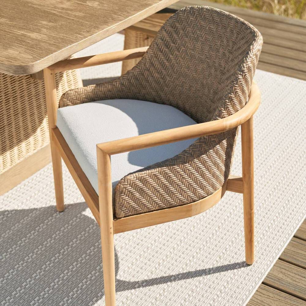 Chilton Pearl and Dark Blonde with Natural Teak Outdoor Dining Chair