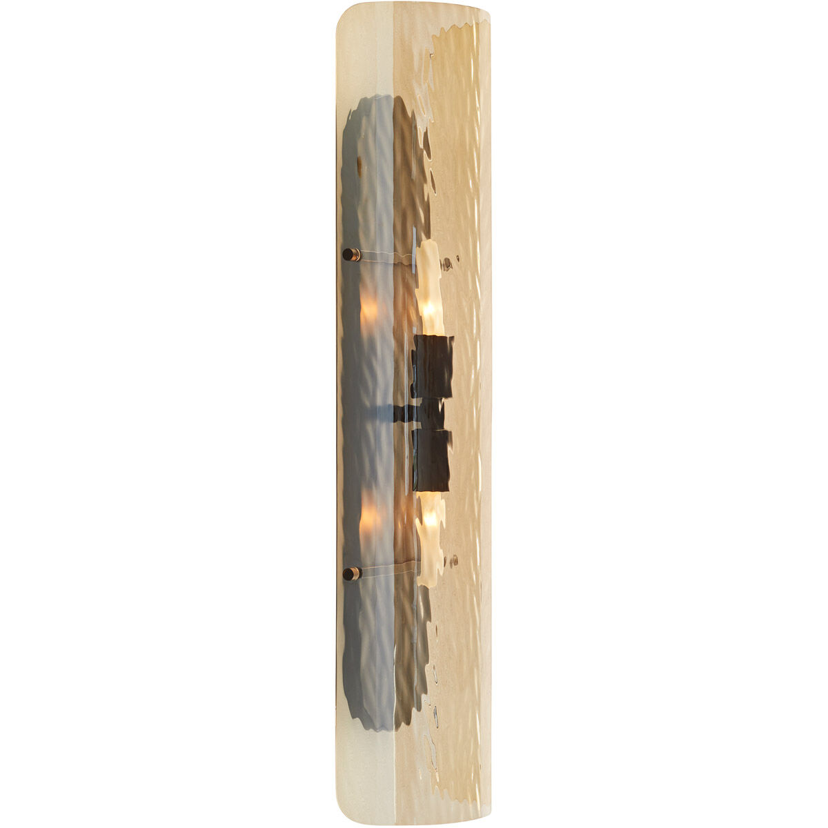 Bend Sconce Wall Light in Rippled Amber Glass