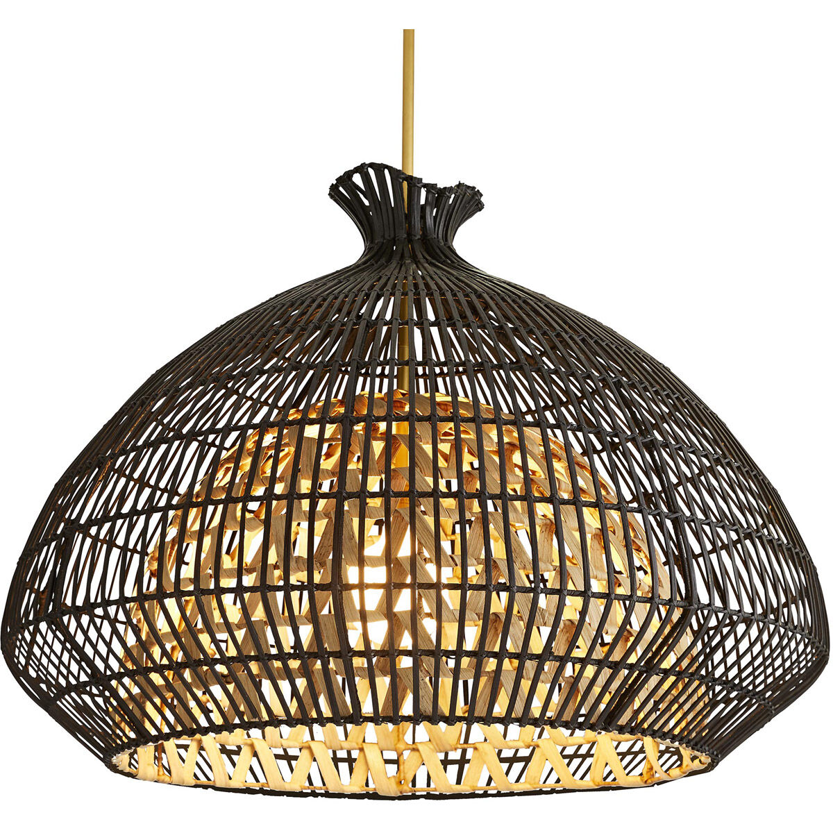 Rimini 1 Light 38 inch Black and Natural Pendant Ceiling Light