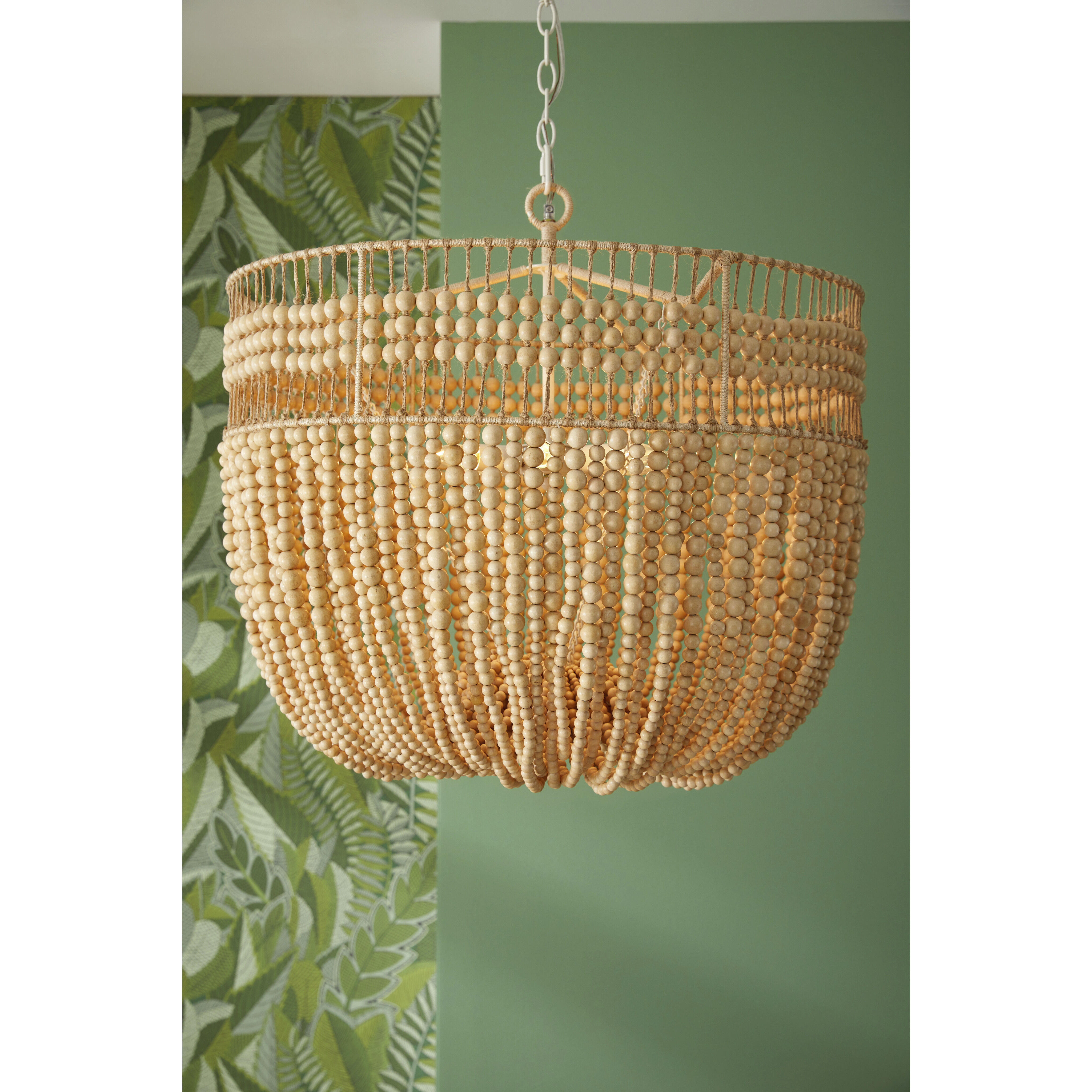 Nina 6 Light 28 inch Natural and White Chandelier Ceiling Light