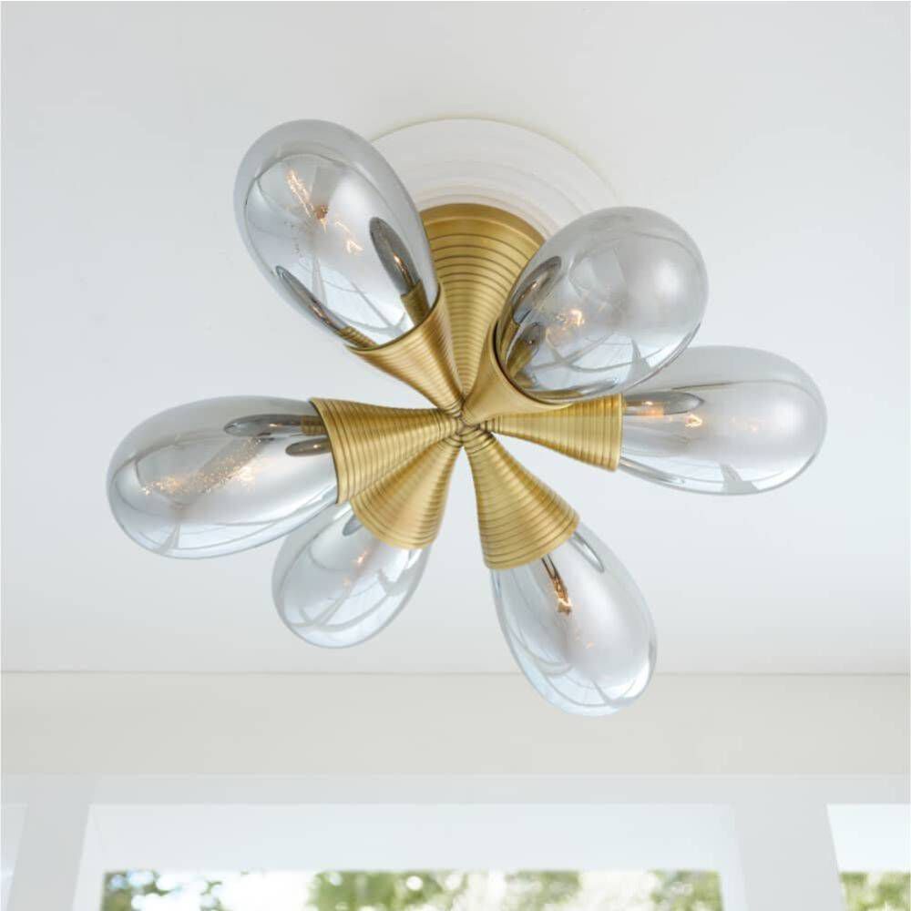 Giselle 6 Light 24 inch Antique Brass Flush Mount Ceiling Light
