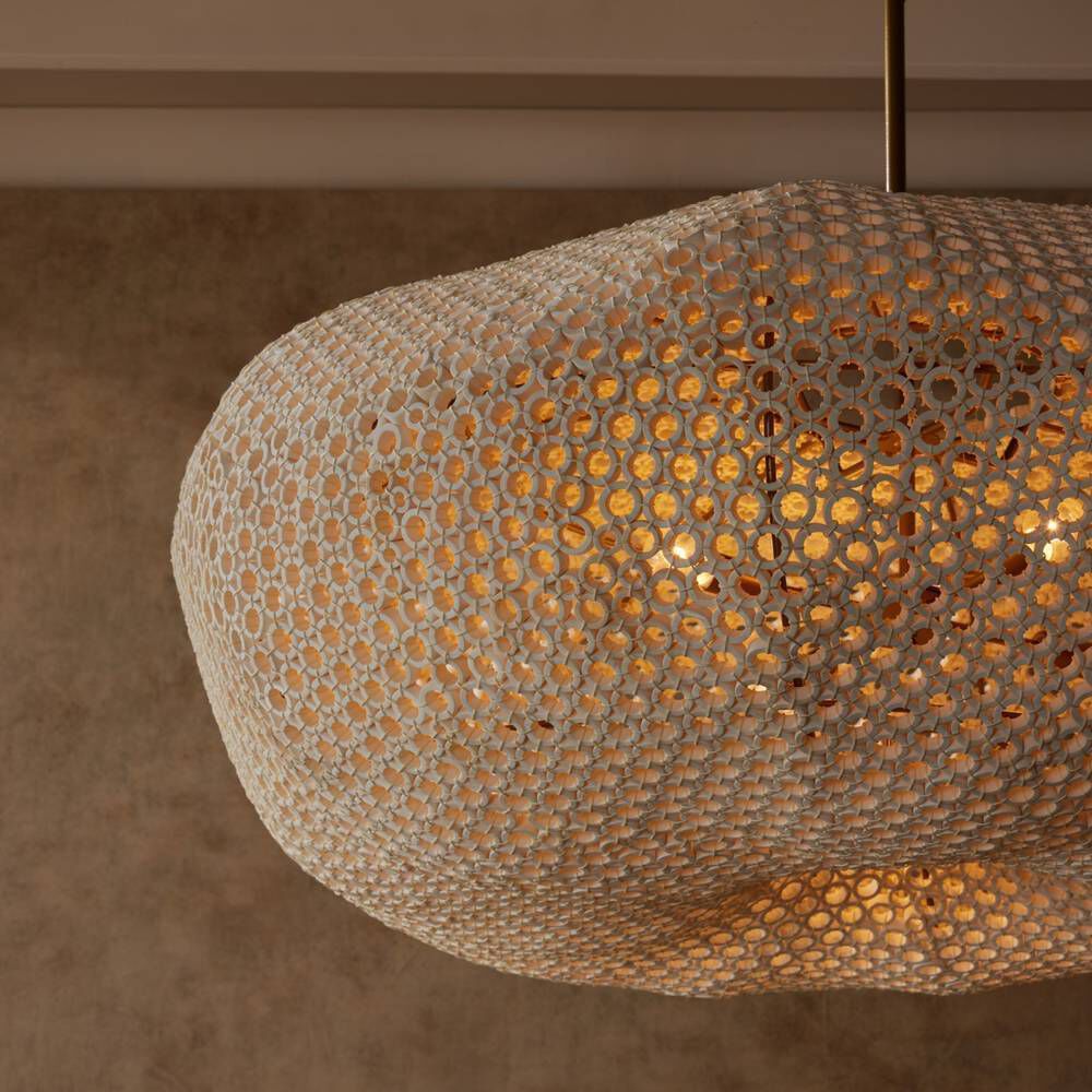 Yara 48 inch Hand Carved Beechwood Rings Chandelier Ceiling Light