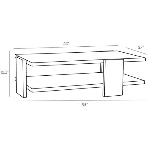 Aiden 55 X 16.5 inch Handcarved Soft Black Waxed Cocktail Table