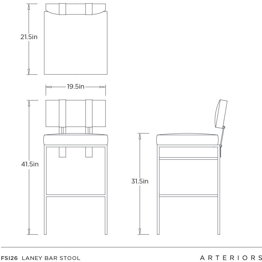 Laney 41 inch Black and Antique Brass Bar Stool