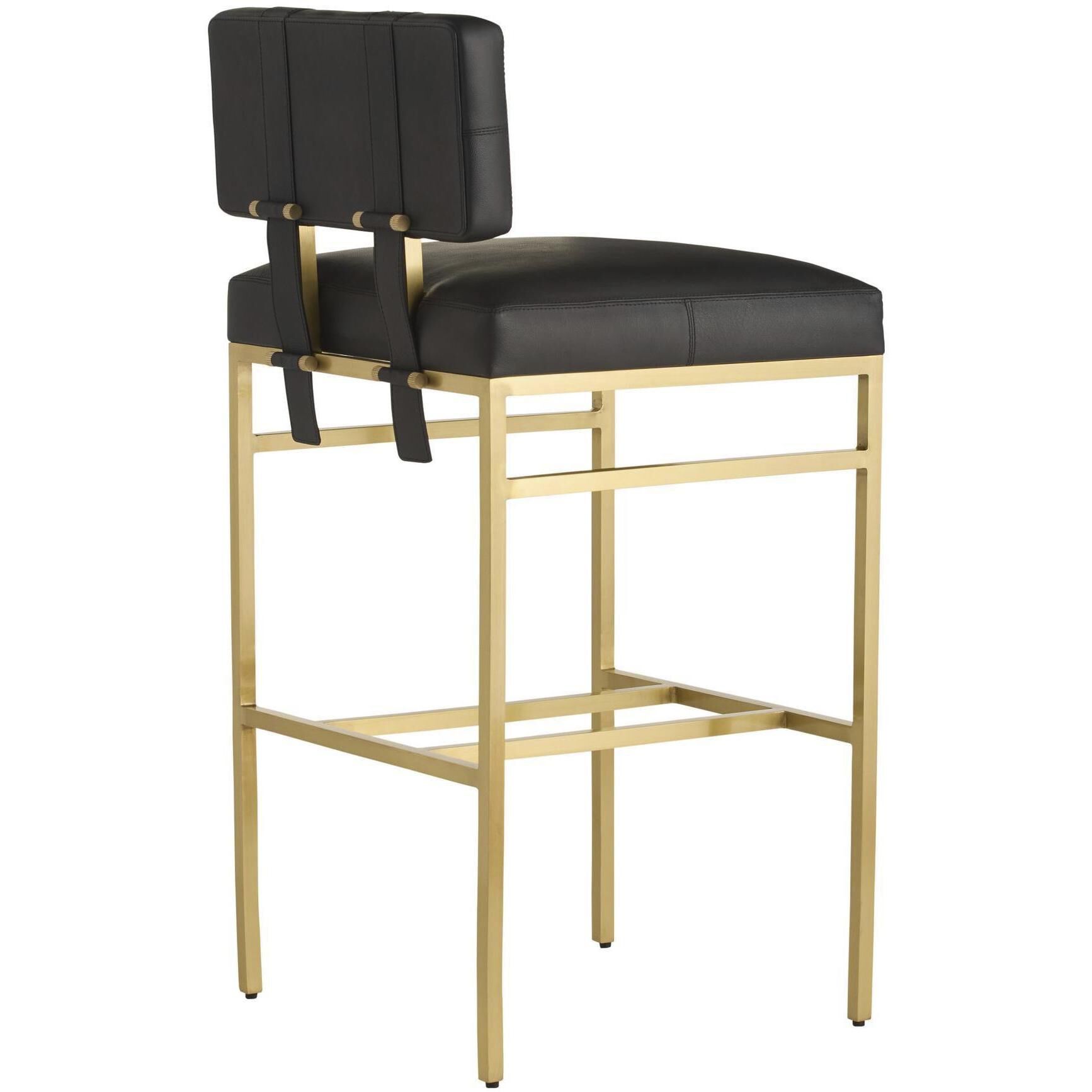 Laney 41 inch Black and Antique Brass Bar Stool