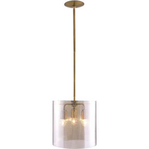 Milford 3 Light 12 inch Smoke Luster and Antique Brass Pendant Ceiling Light