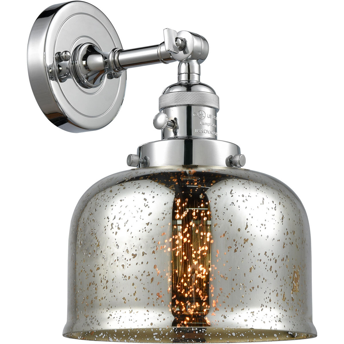 Franklin Restoration Large Bell LED 8 inch Polished Chrome Sconce Wall Light, Franklin Restoration