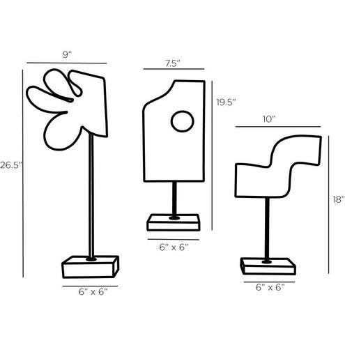 Uri Charcoal Sculptures, Set of 3