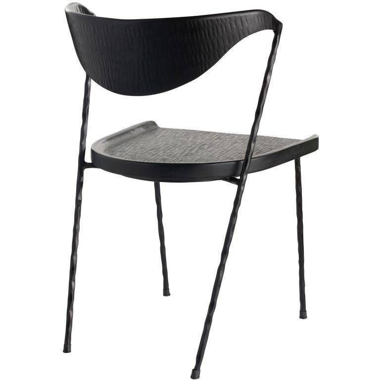 Fletcher Ebony and Blackened Iron Dining Chair