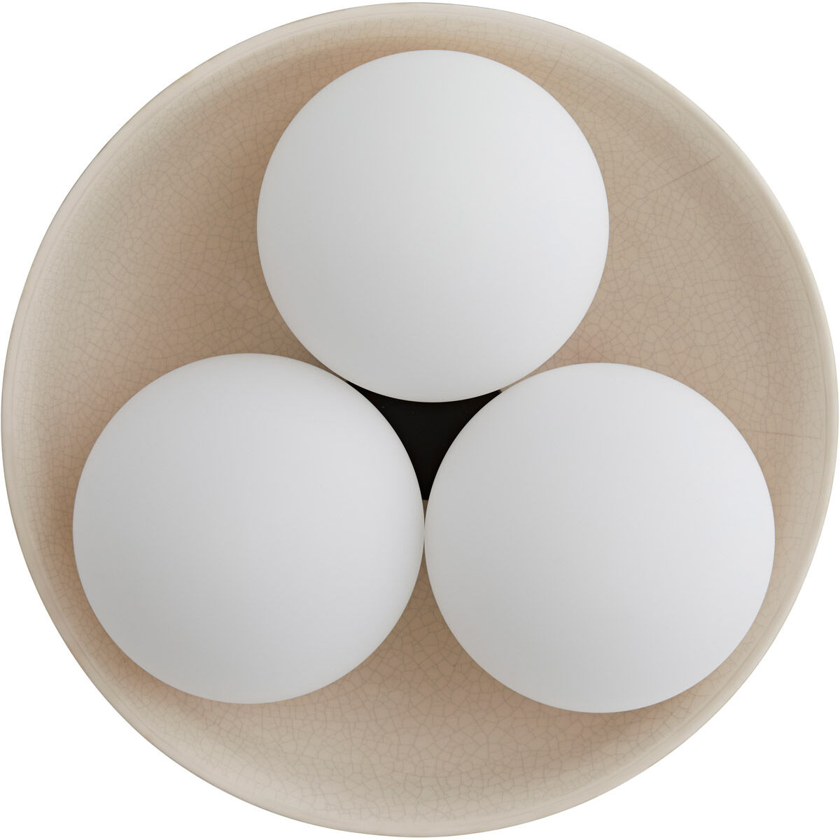 Glaze 3 Light 19 inch Ivory Stained Crackle and Blackened Steel Flush Mount Ceiling Light, Large