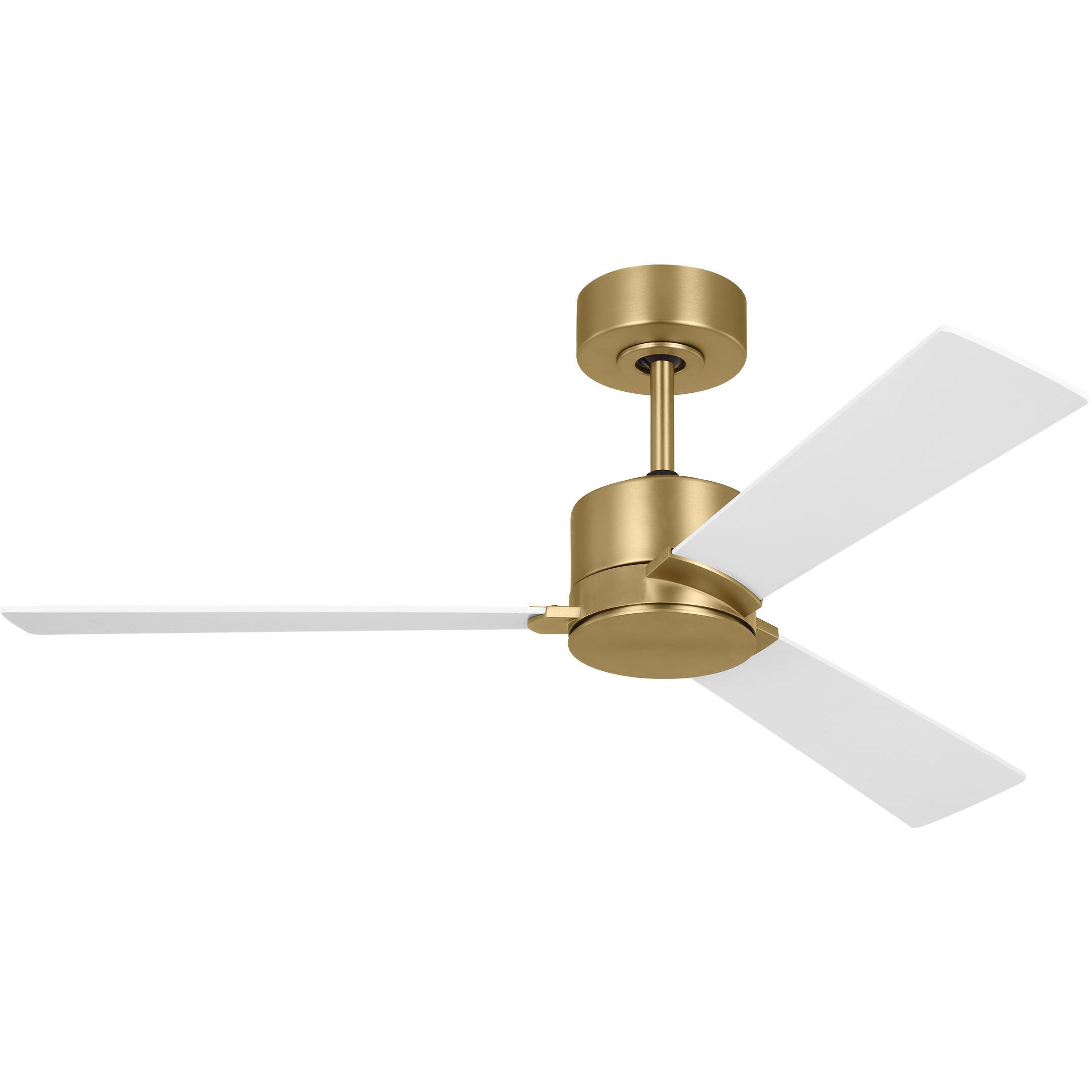 Rozzen 44 44 inch Burnished Brass with Matte White Blades Ceiling Fan
