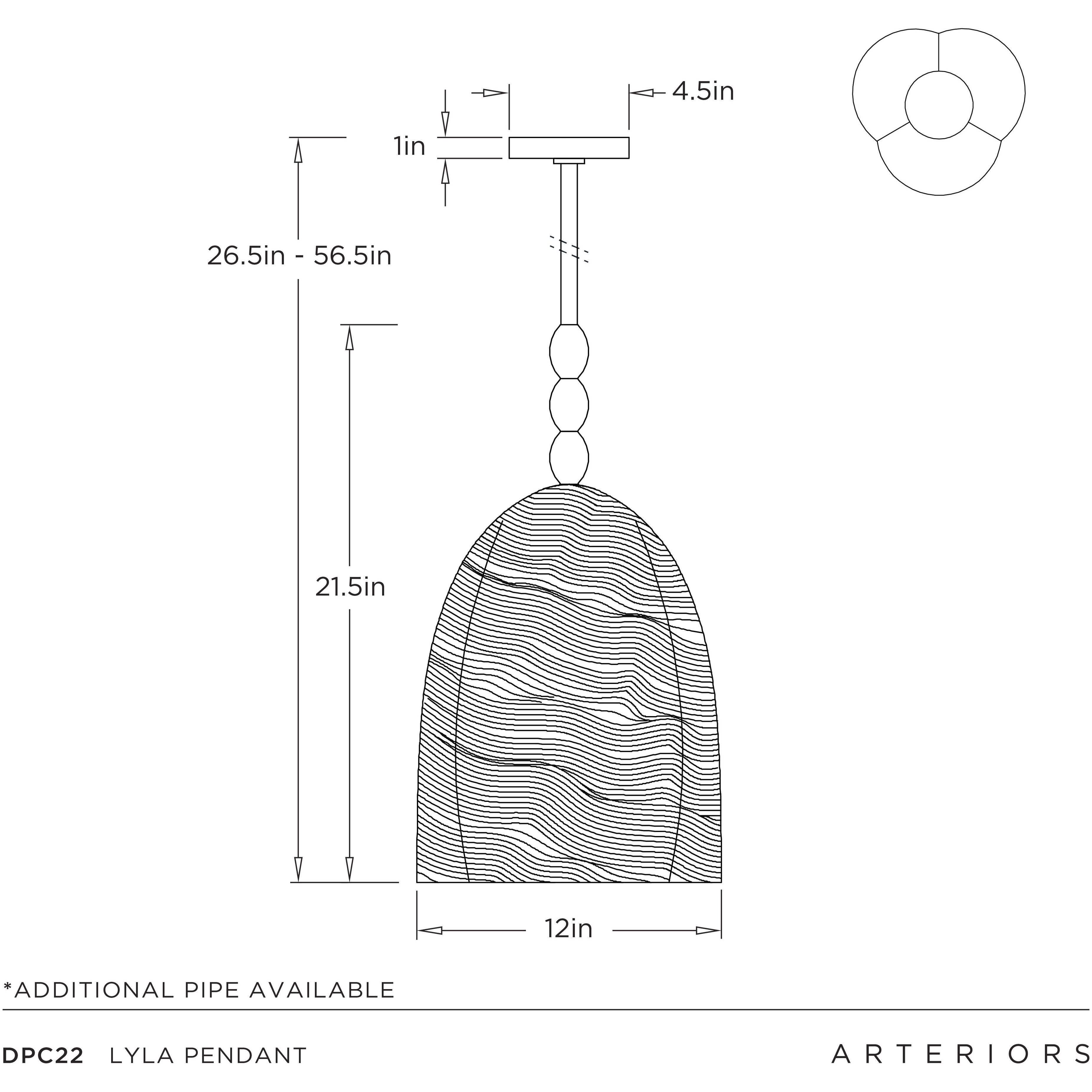 Lyla 1 Light 12 inch Antique Brass Pendant Ceiling Light