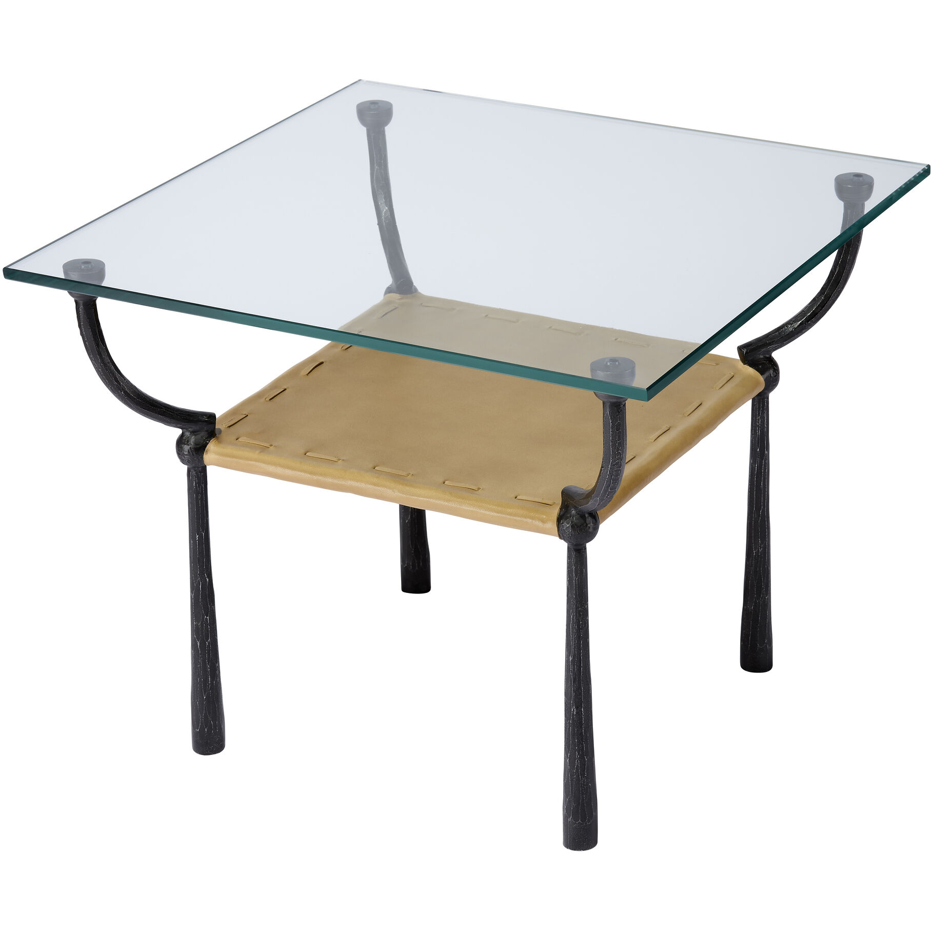 Renzo 25 X 20 inch Black and Cashew Leather Side Table