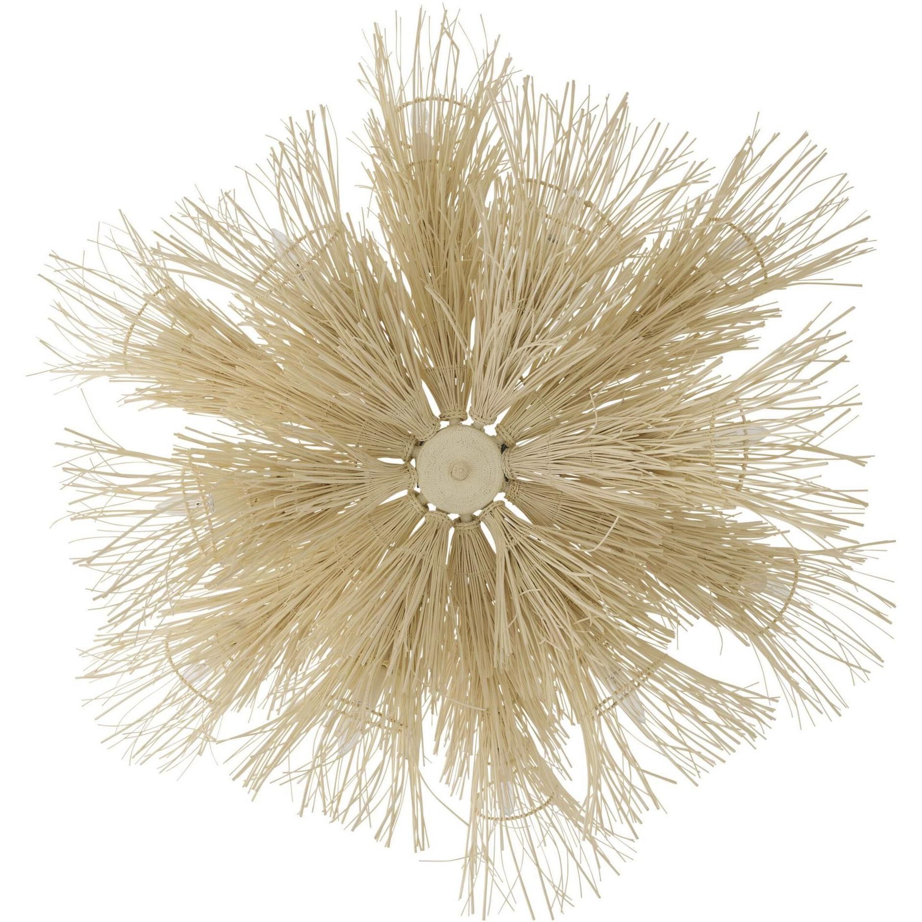 Kauai 12 Light 52 inch Bleached Rattan and White Chandelier Ceiling Light