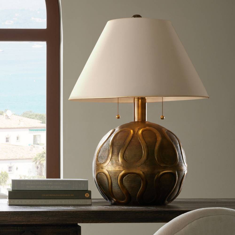 Serpiente 27 inch Vintage Brass Table Lamp Portable Light