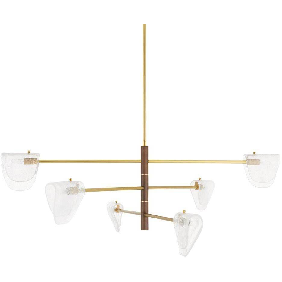 Hockless 6 Light 52 inch Antique Brass and Walnut Chandelier Ceiling Light