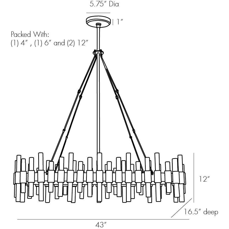 Haskell 10 Light 43 inch Antique Brass Chandelier Ceiling Light, Oval