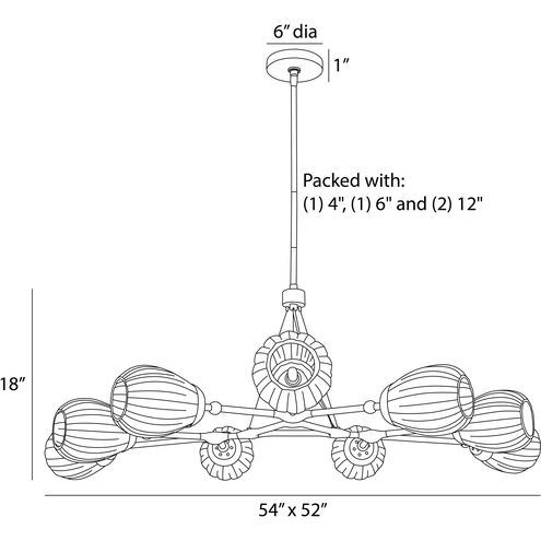 Smyth 9 Light 54 inch Antique Brass Chandelier Ceiling Light