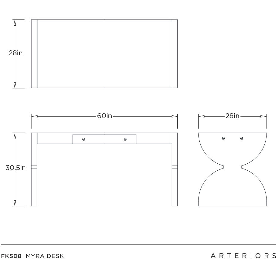 Myra 60 inch Opal and Vintage Brass Desk